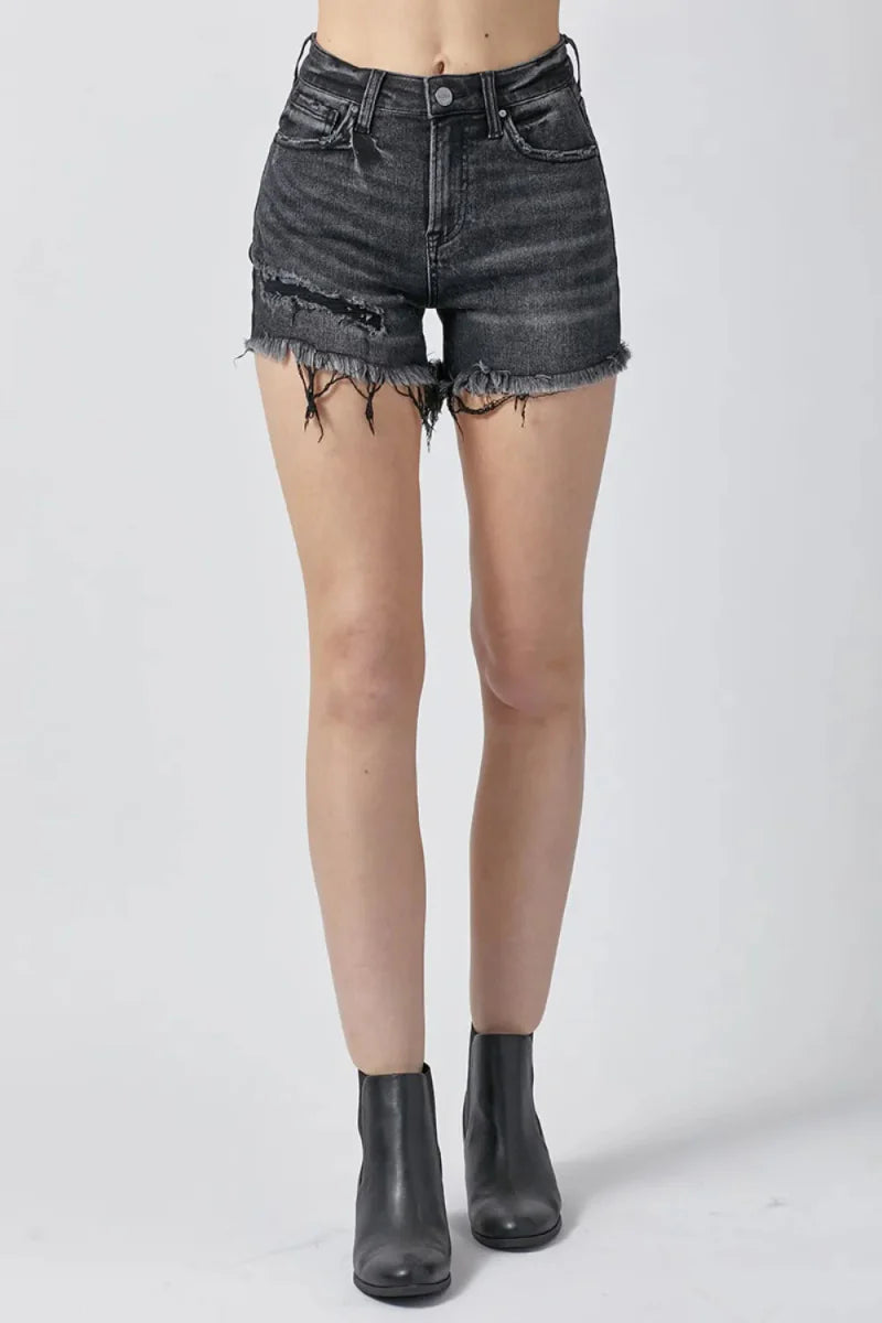 RISEN Raw Hem Denim Shorts with Pockets for Women