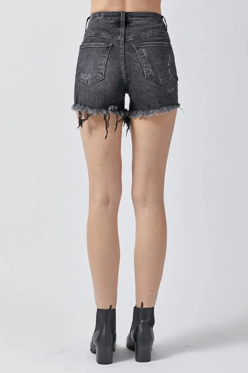 RISEN Raw Hem Denim Shorts with Pockets for Women