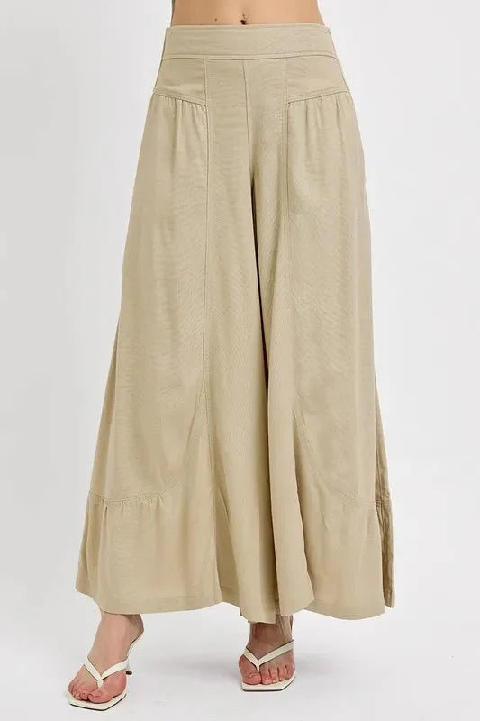 RISEN Shirring Detail Wide Leg Pants for Effortless Style