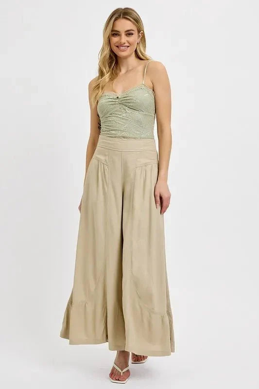 RISEN Shirring Detail Wide Leg Pants for Effortless Style