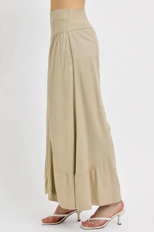 RISEN Shirring Detail Wide Leg Pants for Effortless Style
