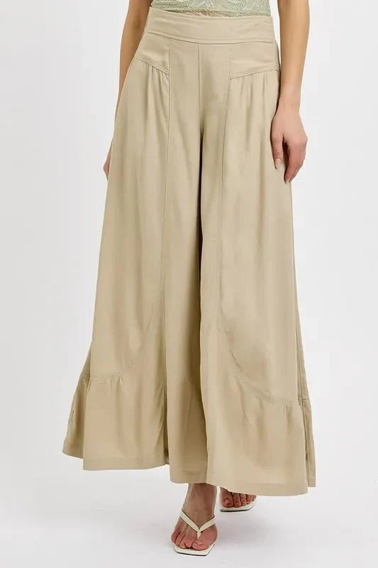 RISEN Shirring Detail Wide Leg Pants for Effortless Style