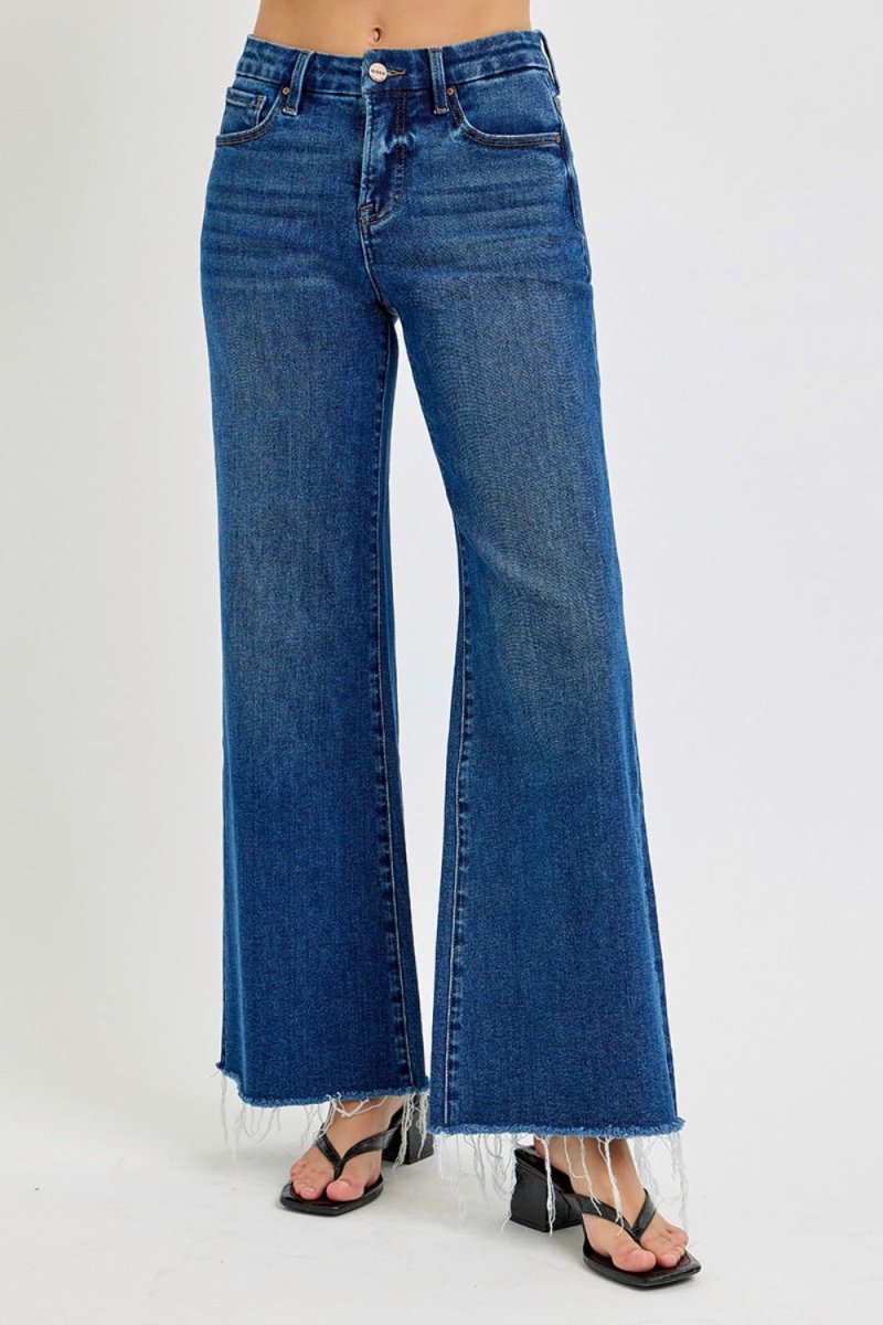 RISEN Tummy Control High Rise Wide Leg Jeans for Women
