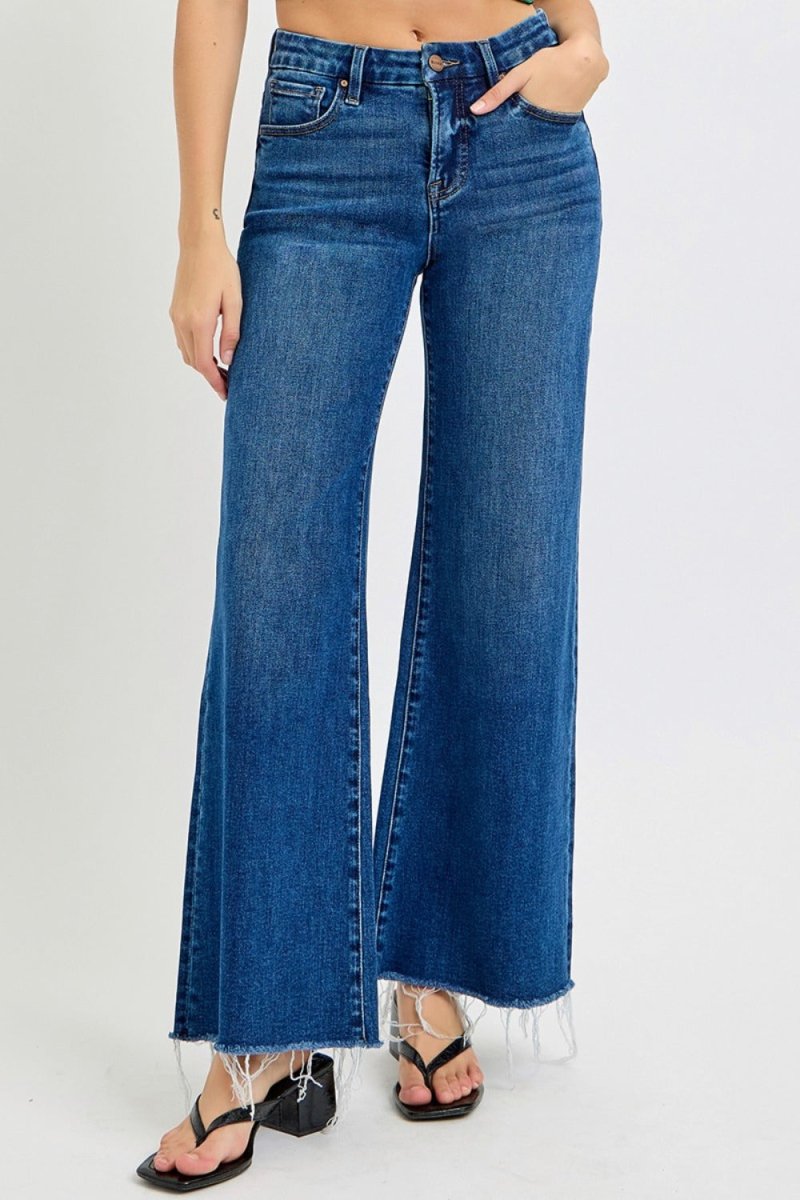 RISEN Tummy Control High Rise Wide Leg Jeans for Women