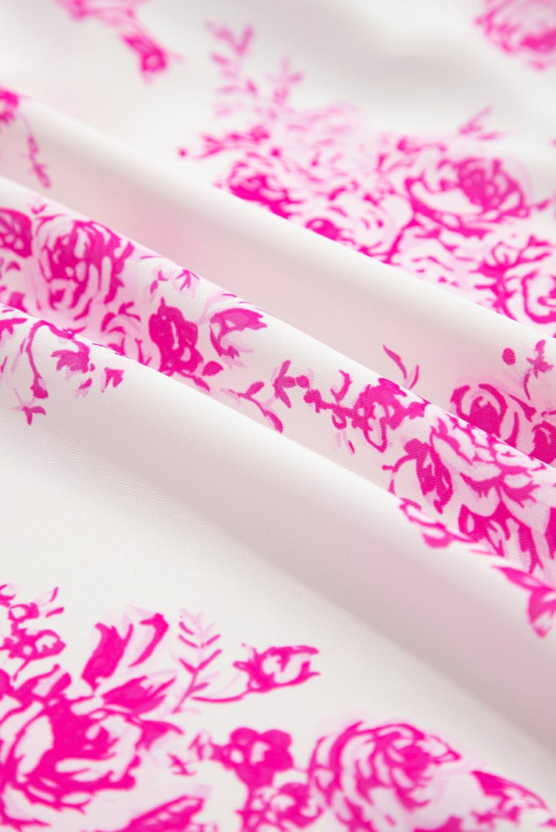 Rose Boho Floral High Waist Ruffle Split Maxi Skirt for Women