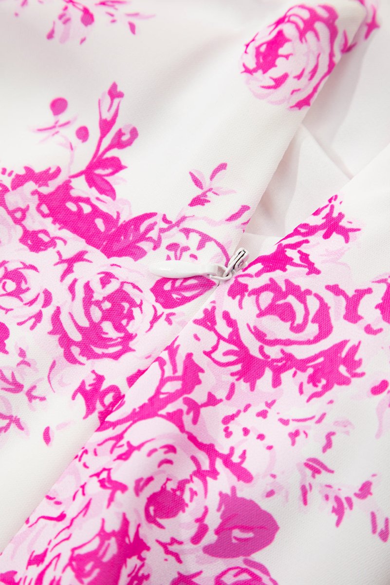 Rose Boho Floral High Waist Ruffle Split Maxi Skirt for Women