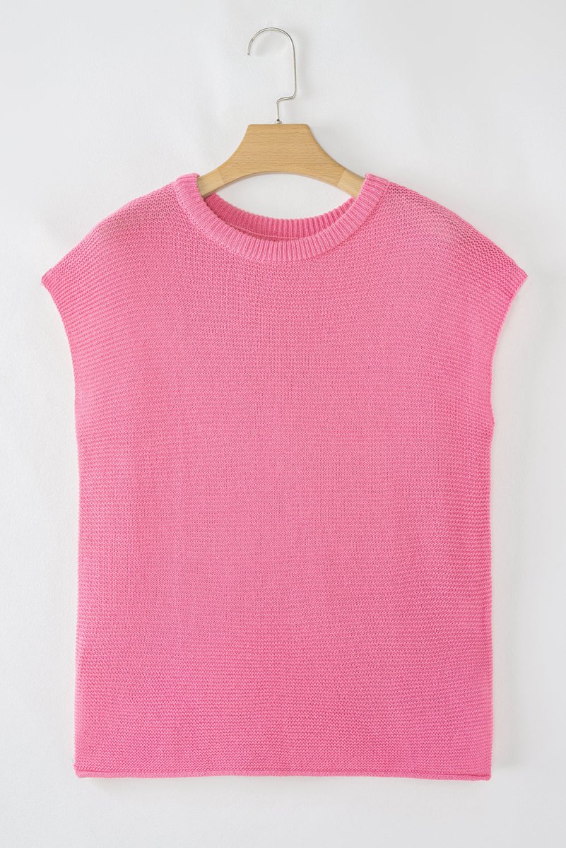 Sachet Pink Solid Color Sweater Tee with Side Slits Fashion