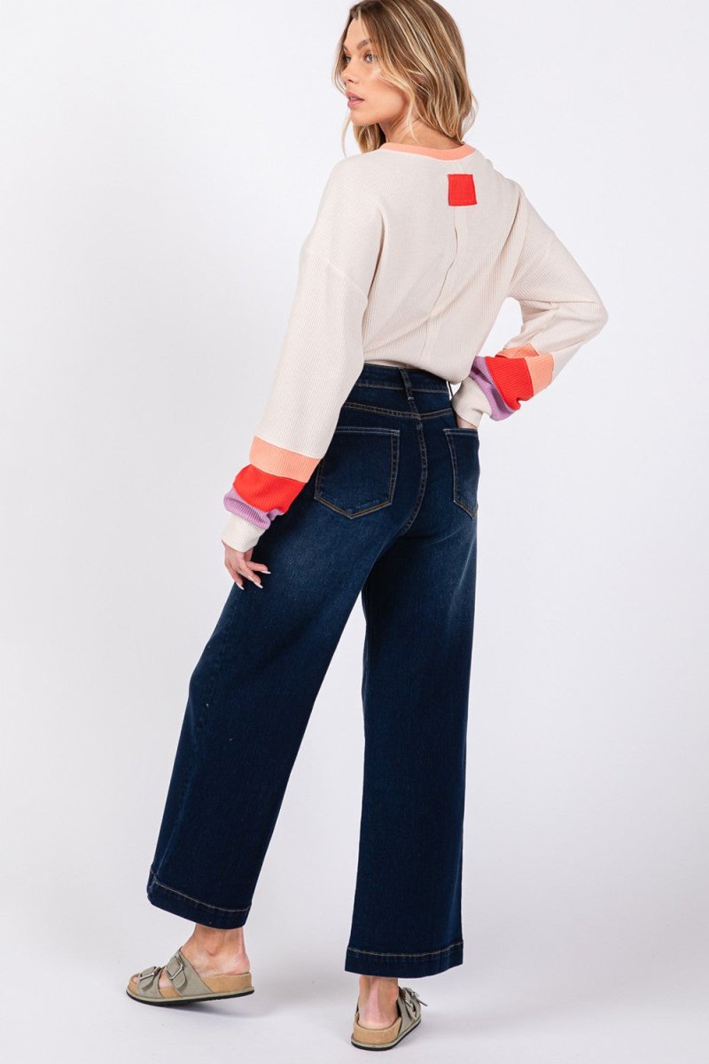 SAGE + FIG High Waist Wide Leg Jeans for Women
