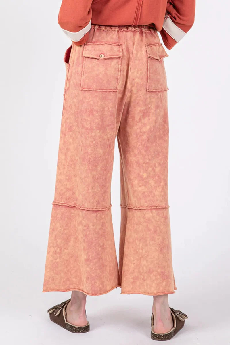 SAGE + FIG Mineral Washed Terry Wide Leg Pants for Women