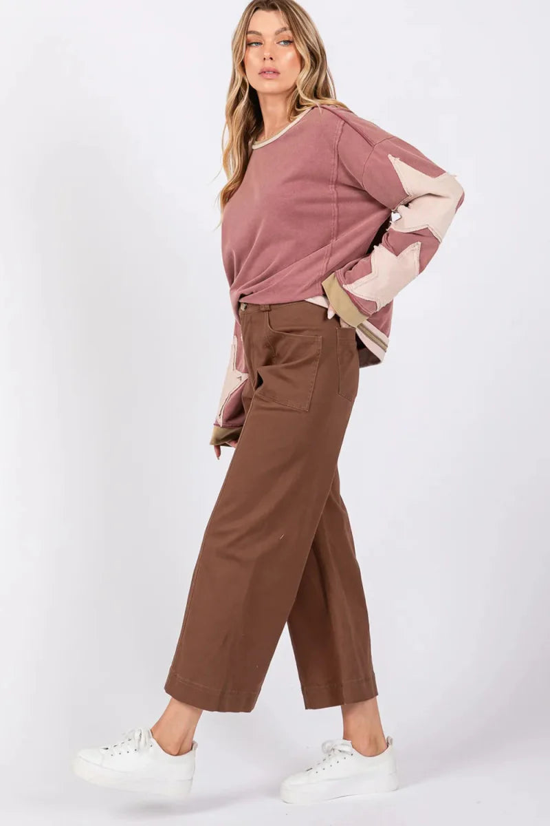 SAGE + FIG Wide Leg Cropped Pants for Stylish Comfort