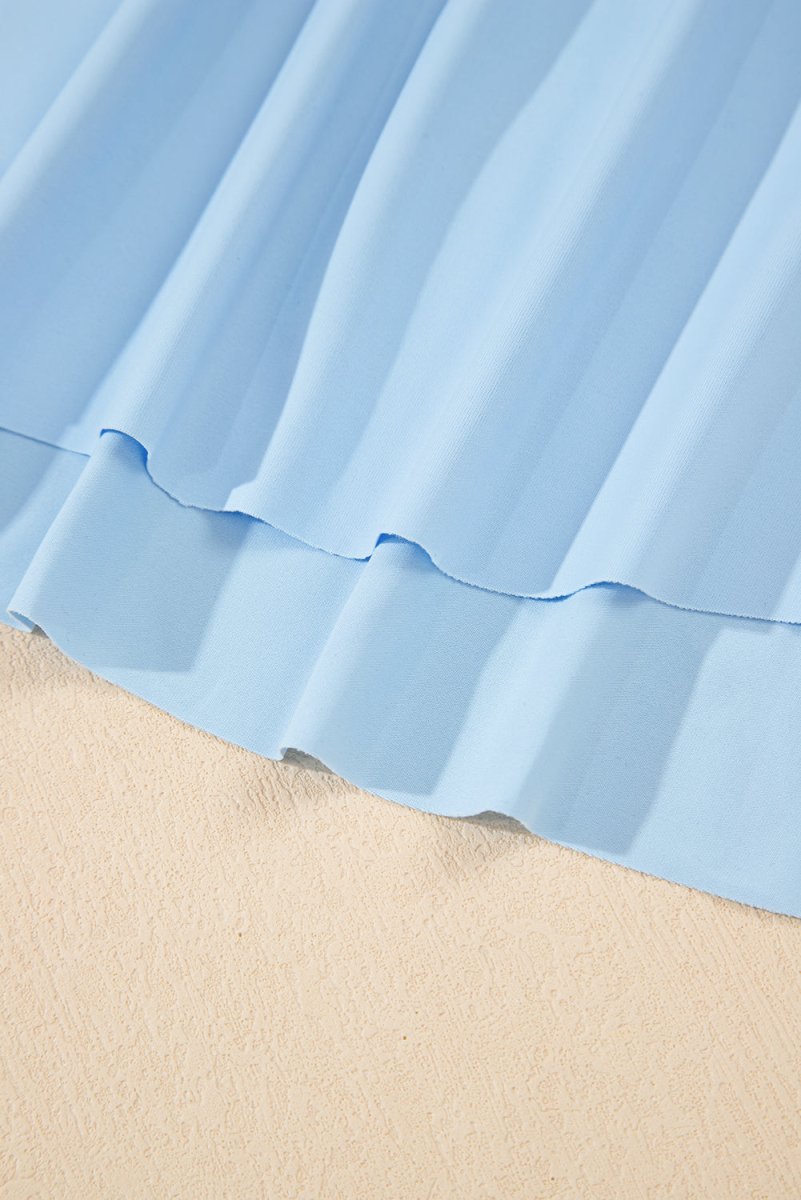 Sky Blue Drawstring High Waist Lined Tennis Skorts for Women