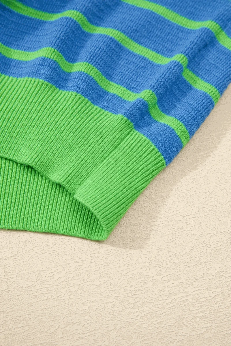 Striped Round Neck Long Sleeve Sweater