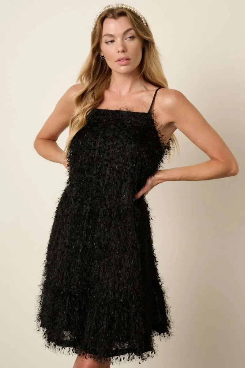 Stylish Mittoshop Feather Ruffle Hem Mini Cami Dress