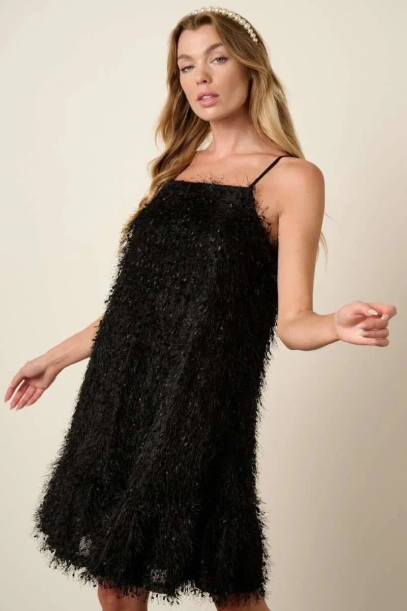 Stylish Mittoshop Feather Ruffle Hem Mini Cami Dress