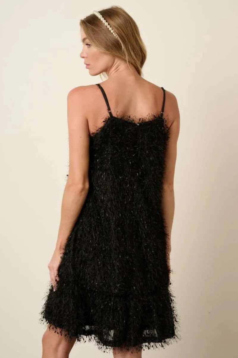 Stylish Mittoshop Feather Ruffle Hem Mini Cami Dress