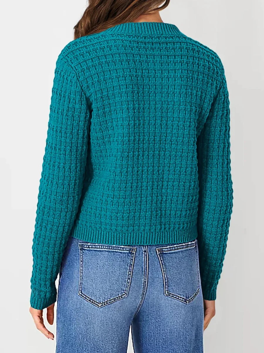 Textured Knit Button-Front Cardigan