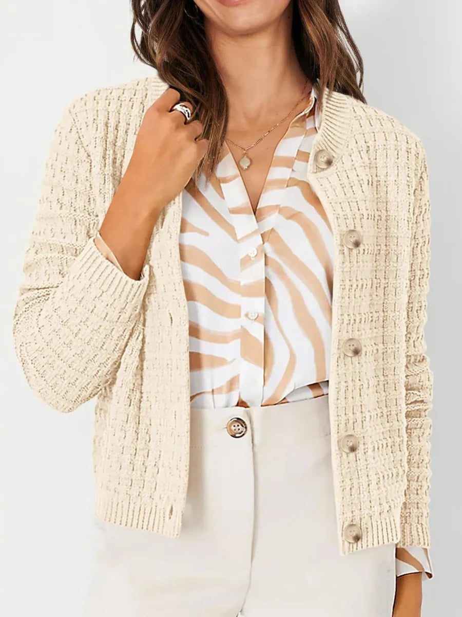Textured Knit Button-Front Cardigan