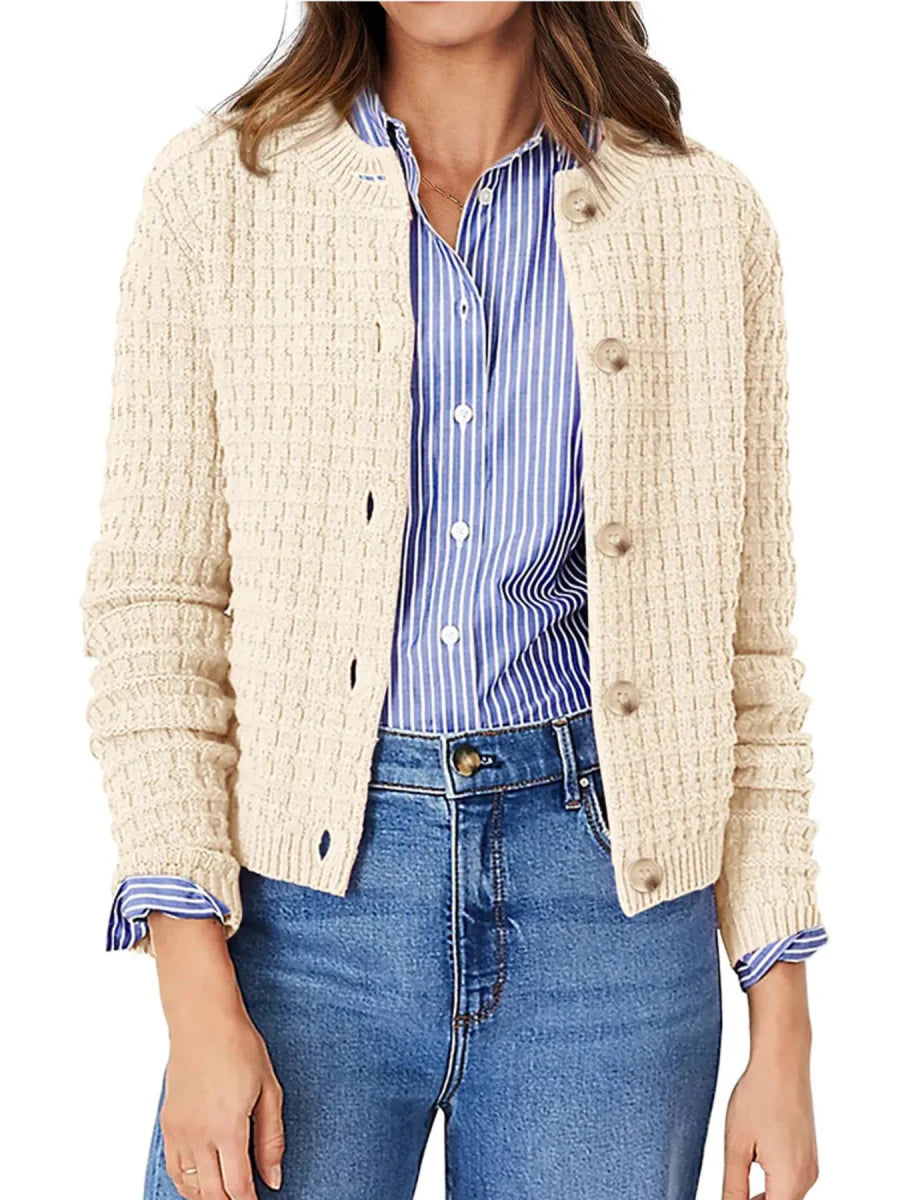 Textured Knit Button-Front Cardigan