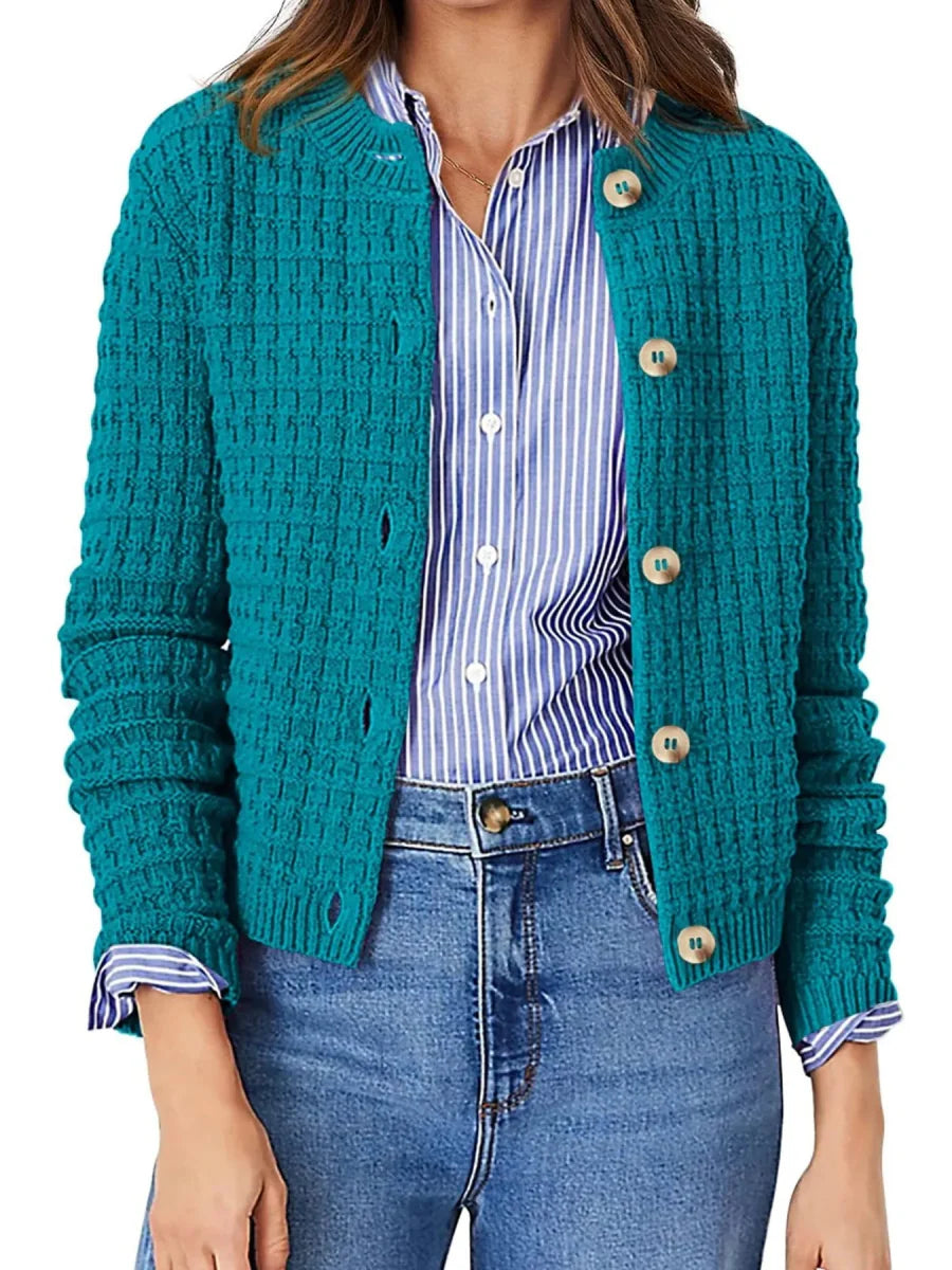 Textured Knit Button-Front Cardigan