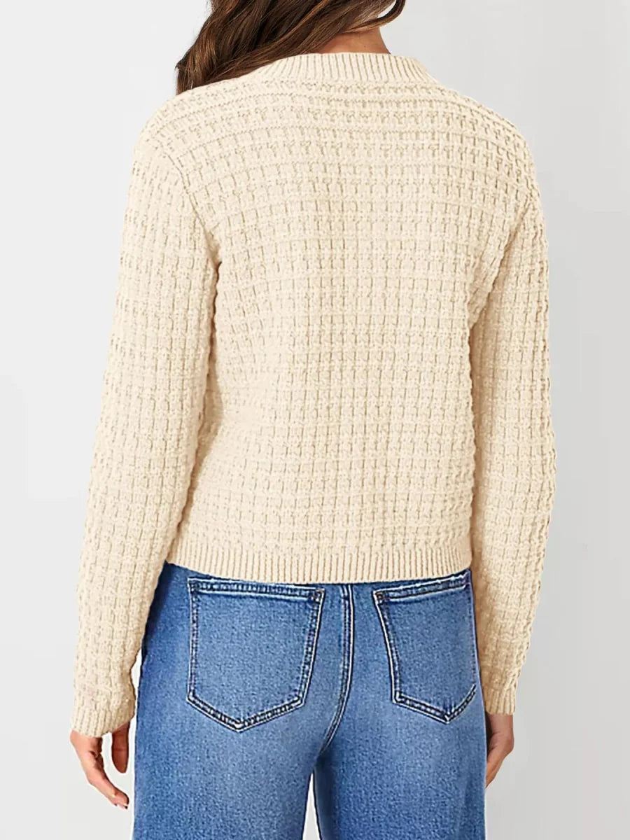 Textured Knit Button-Front Cardigan