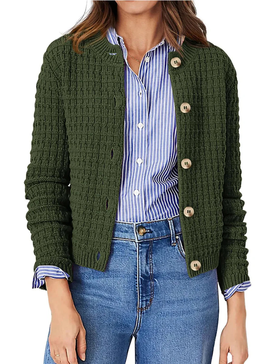 Textured Knit Button-Front Cardigan