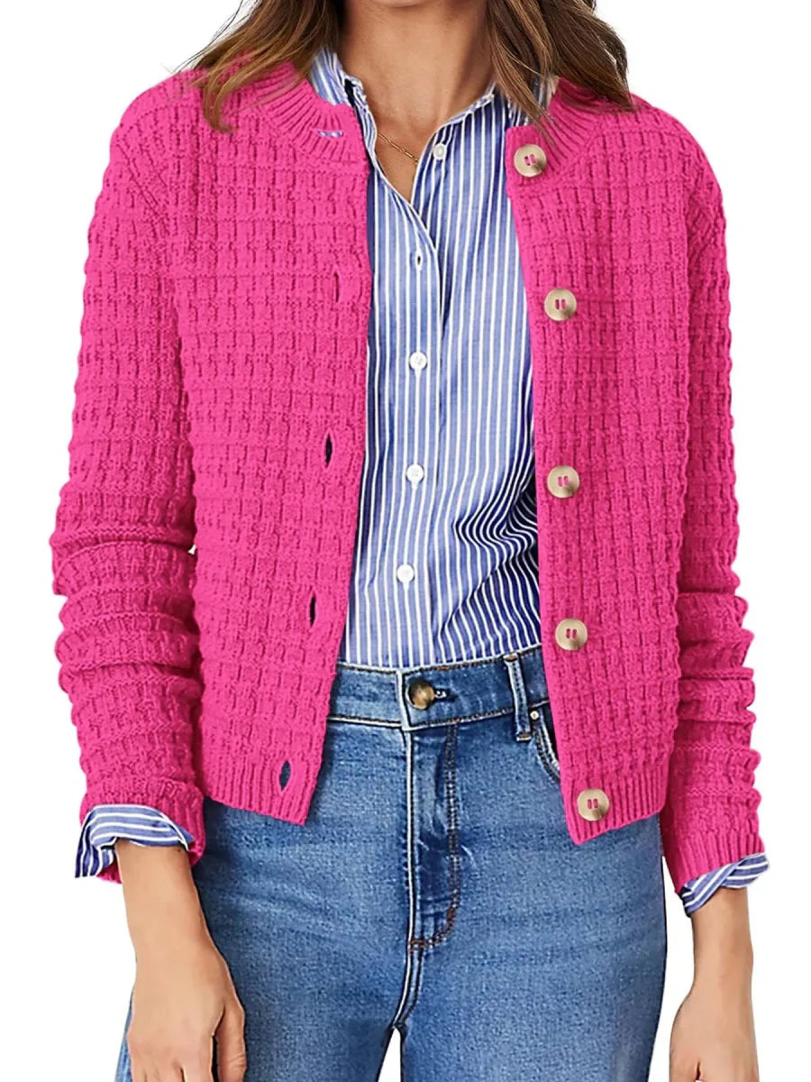 Textured Knit Button-Front Cardigan
