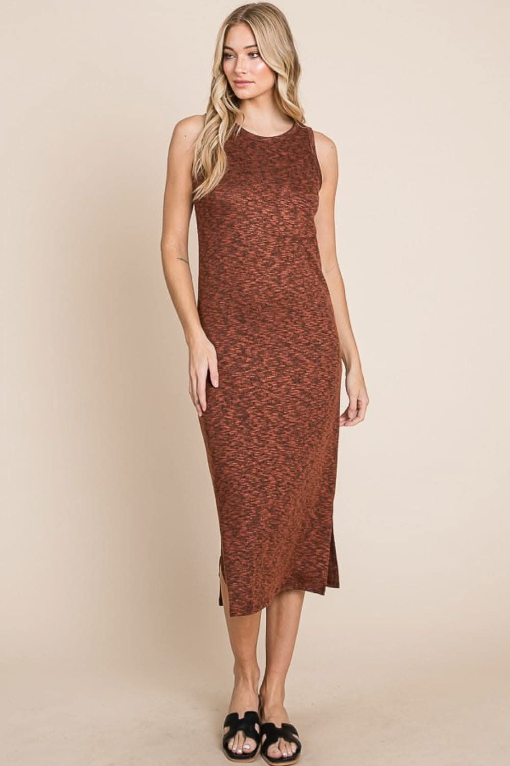 Chic Sleeveless Midi Dress With Slit for Effortless Style