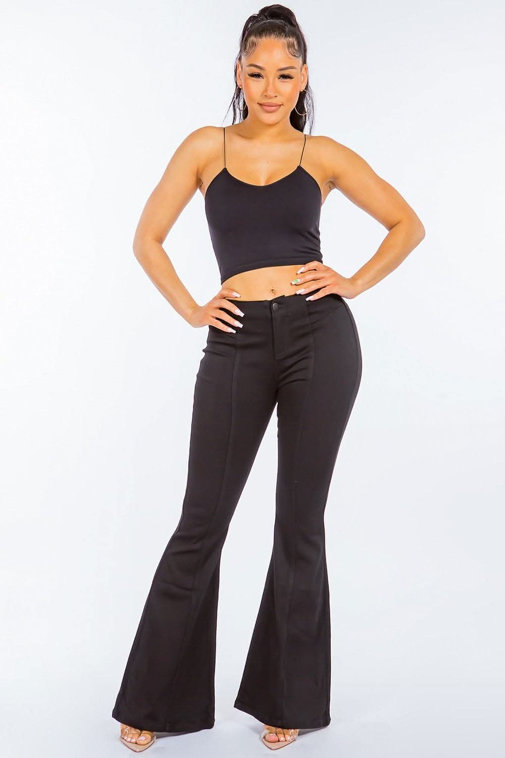 Premium High waist pull-on flare jeans