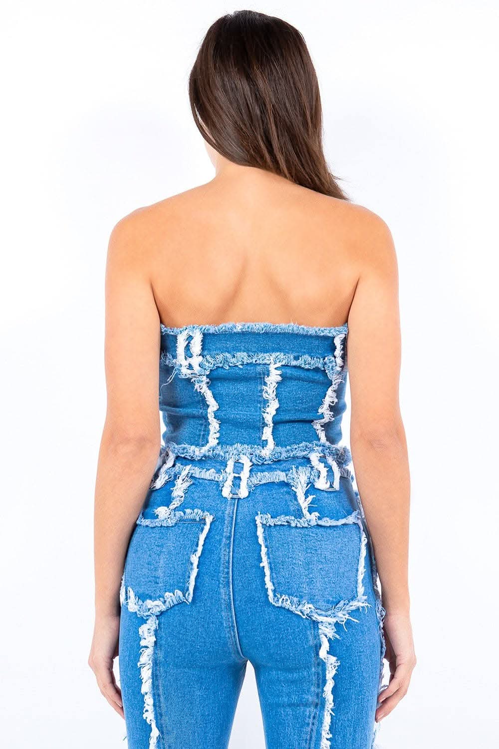 Premium Frayed edge denim corset top