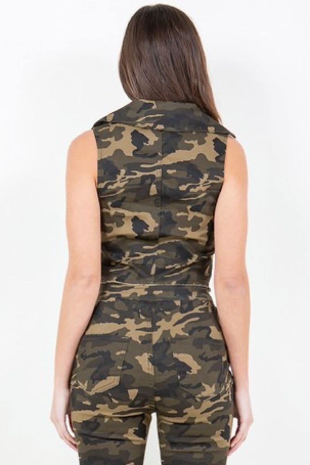 Trendsi American Bazi Camo Cropped Vest - Women's Jeans & Denim Fashion Top