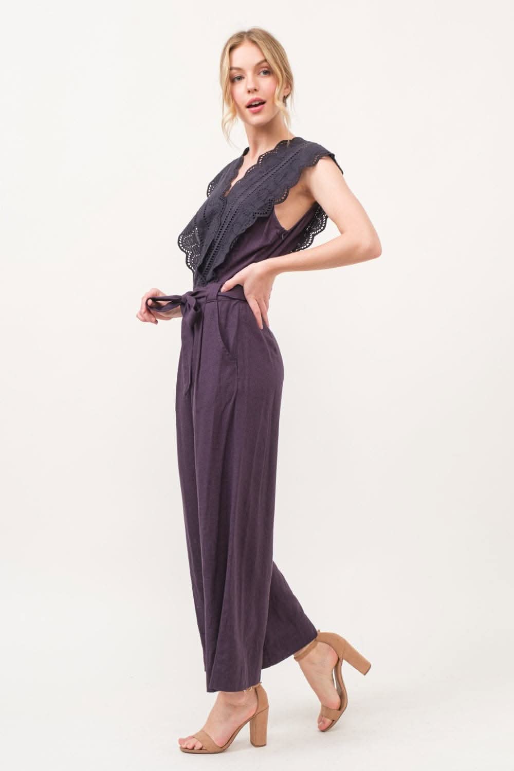 Elegant lace surplice jumpsuit