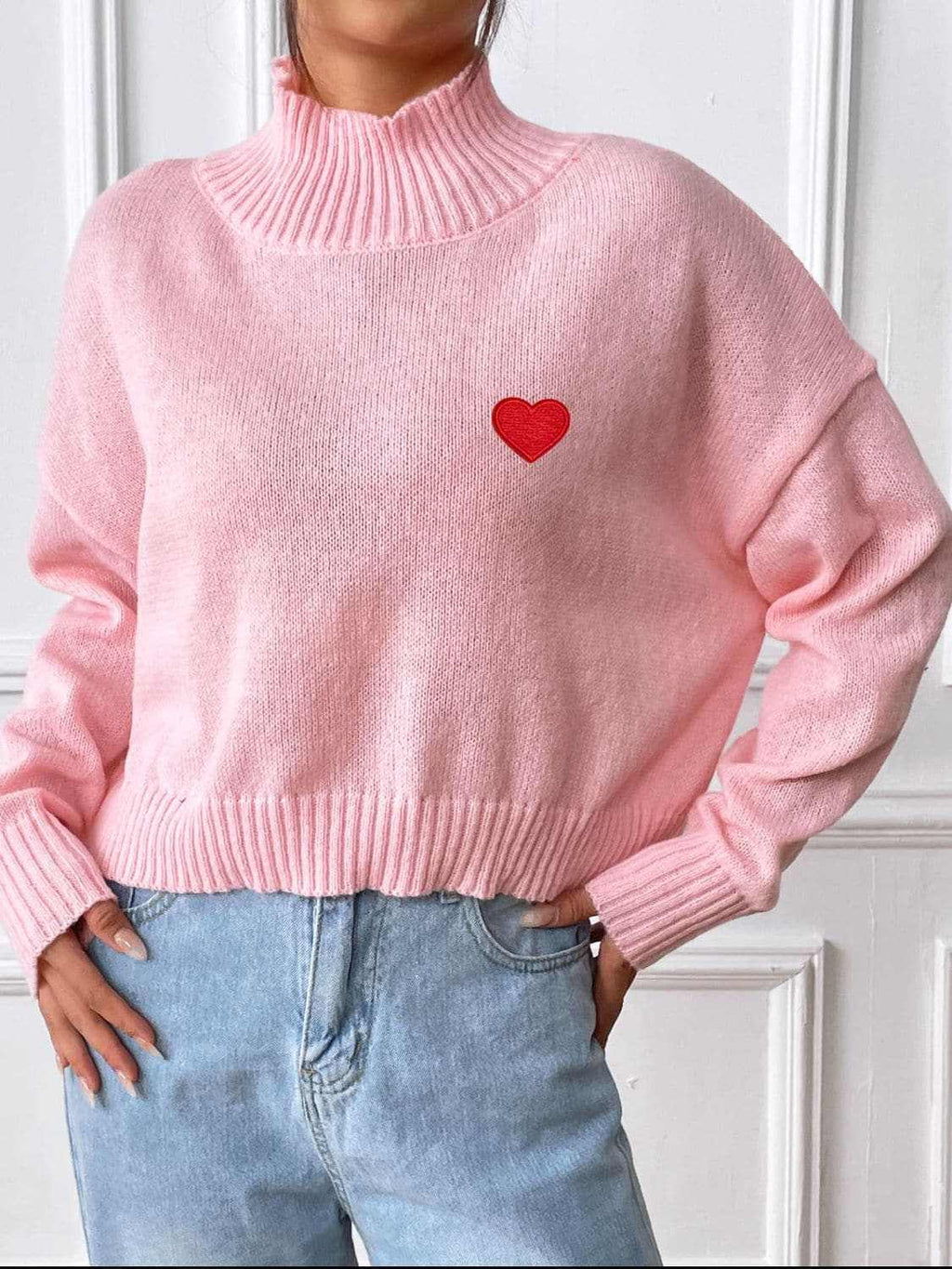 Cozy heart turtleneck sweater