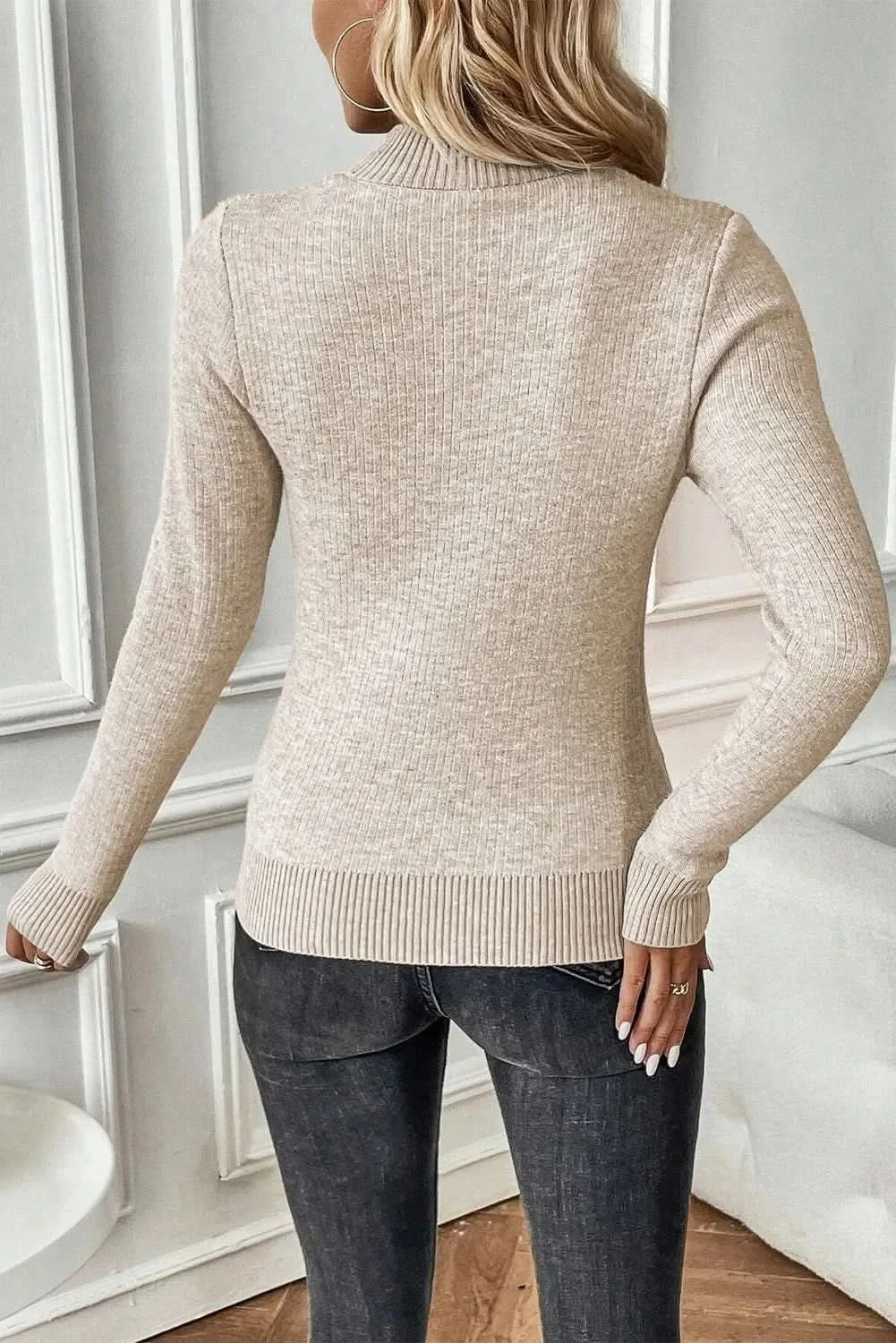 Cozy mock neck long sleeve sweater