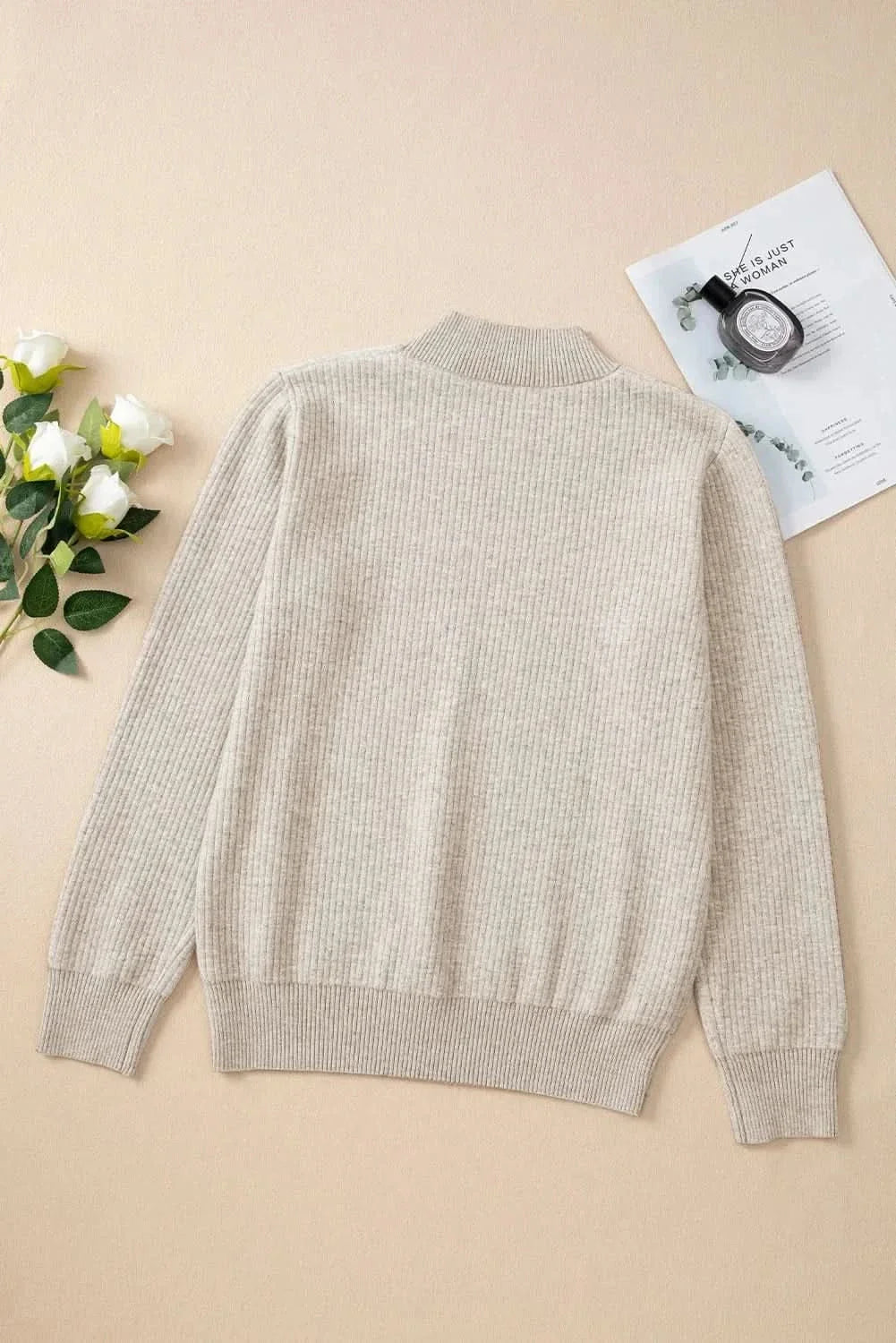 Cozy mock neck long sleeve sweater