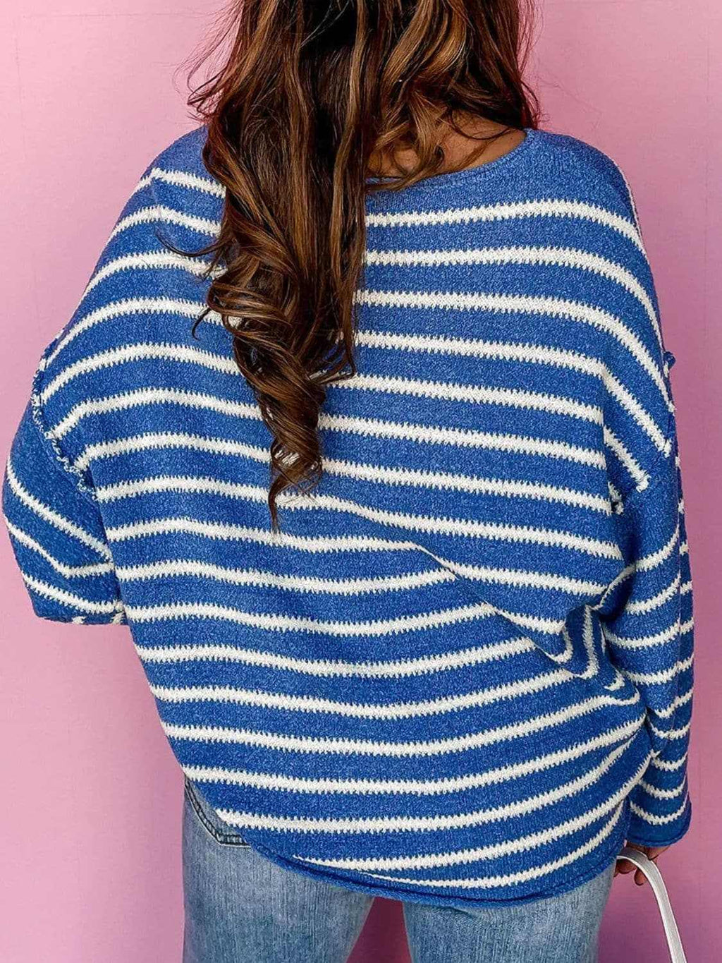 Cozy plus size striped sweater