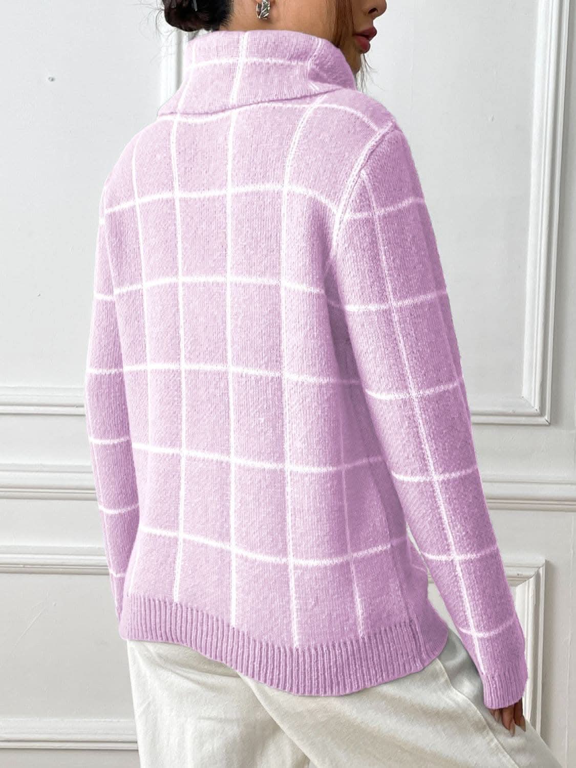 Cozy plaid turtleneck sweater