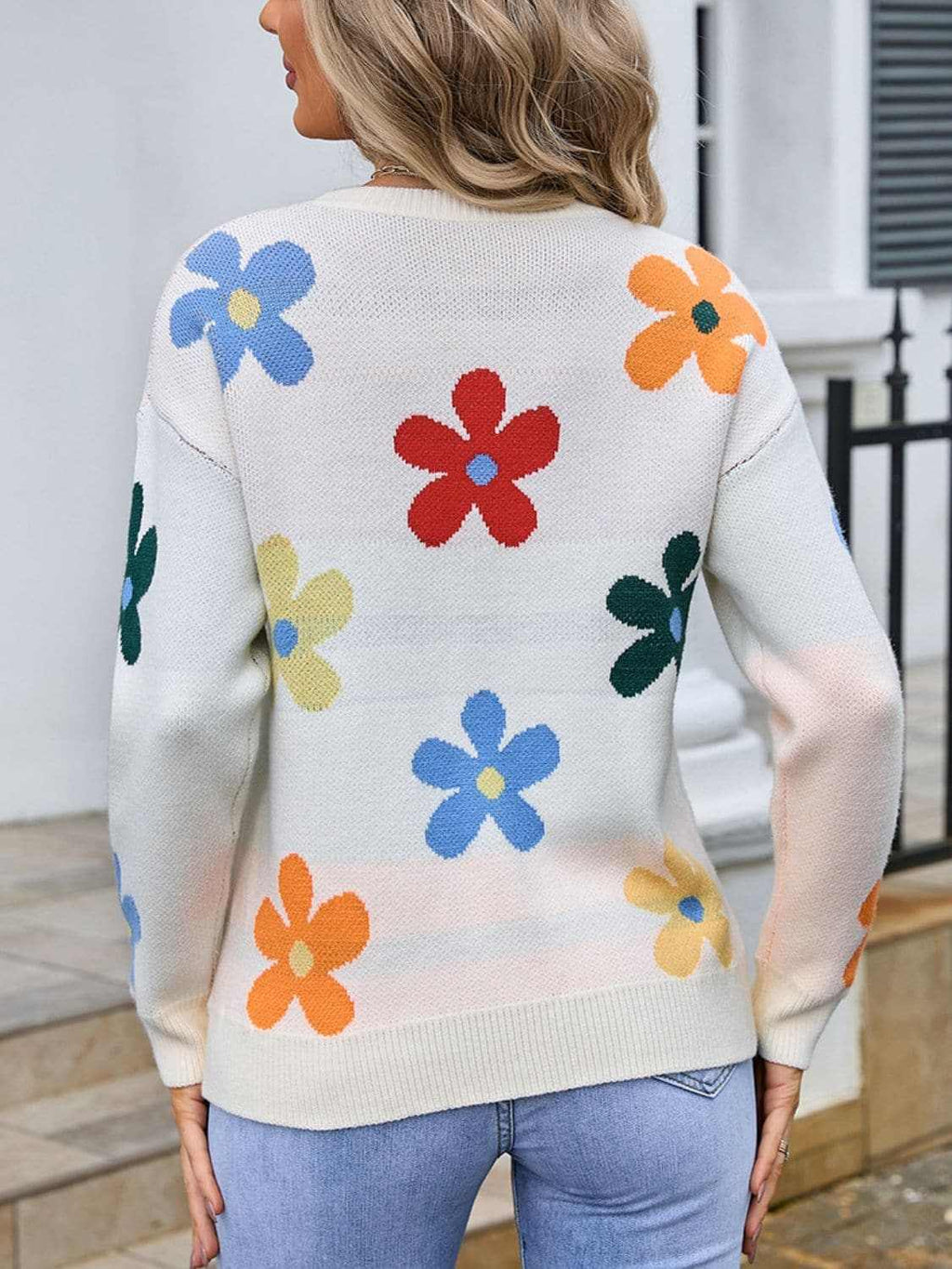 Floral Knit Sweater - Long Sleeve