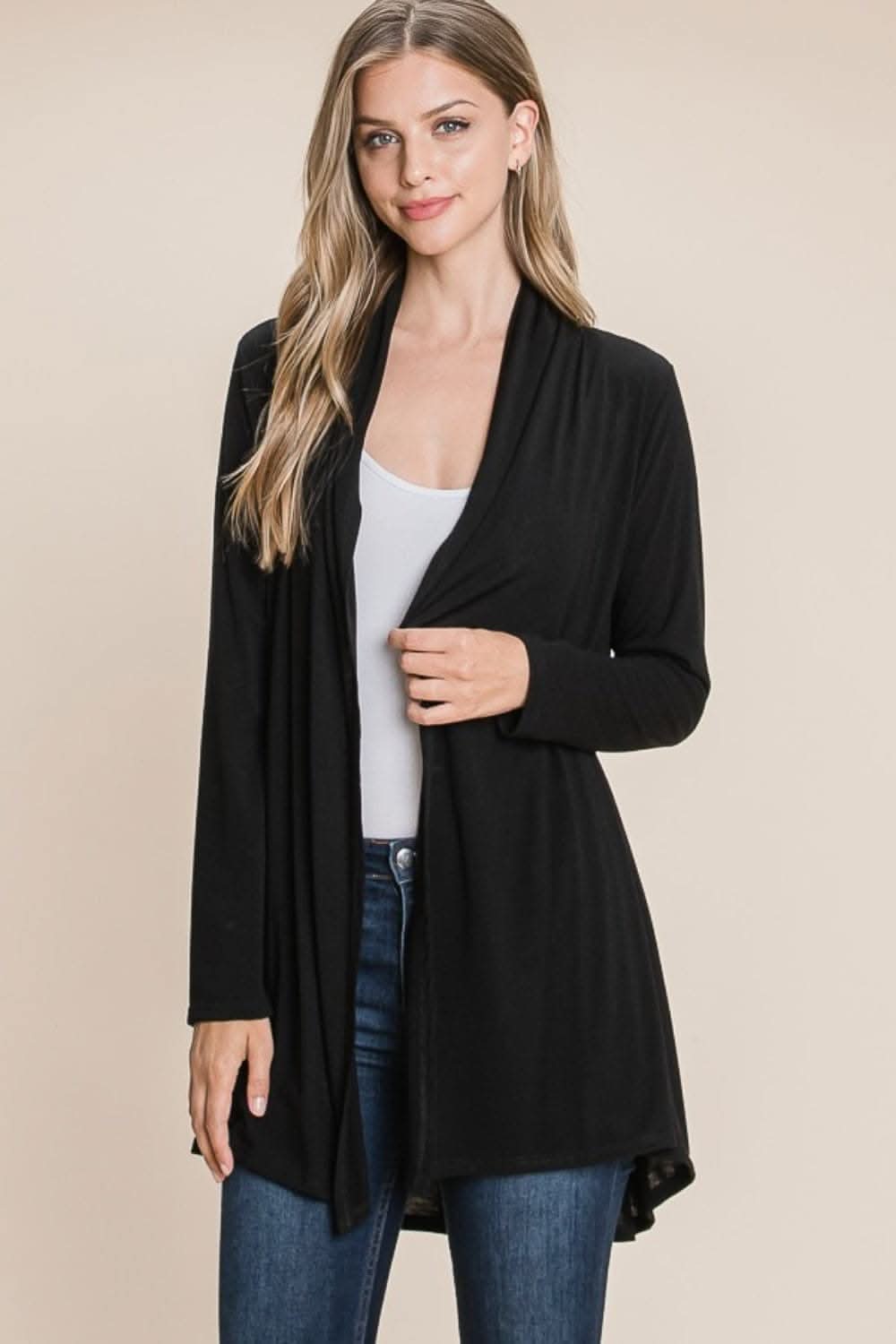 Chic open front knit cardigan