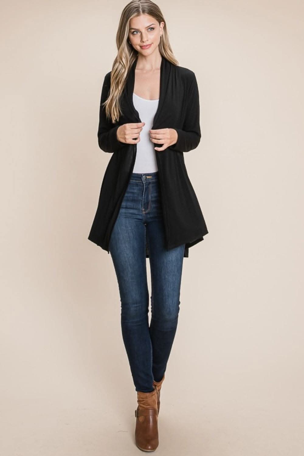 Chic open front knit cardigan