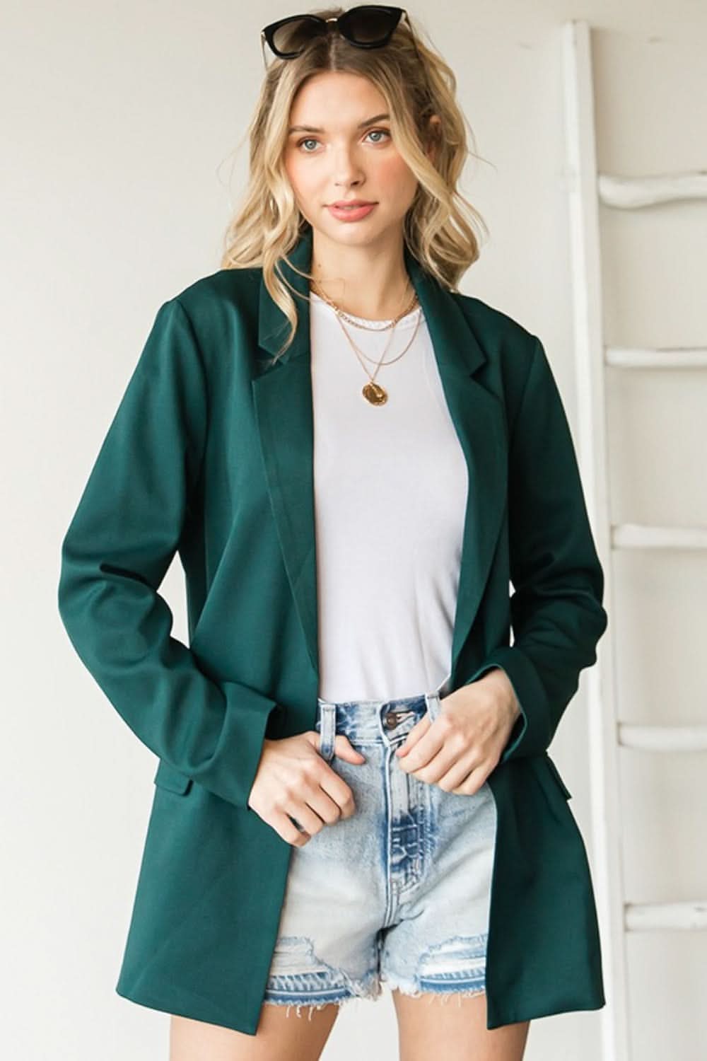 Chic essentials open blazer with pockets