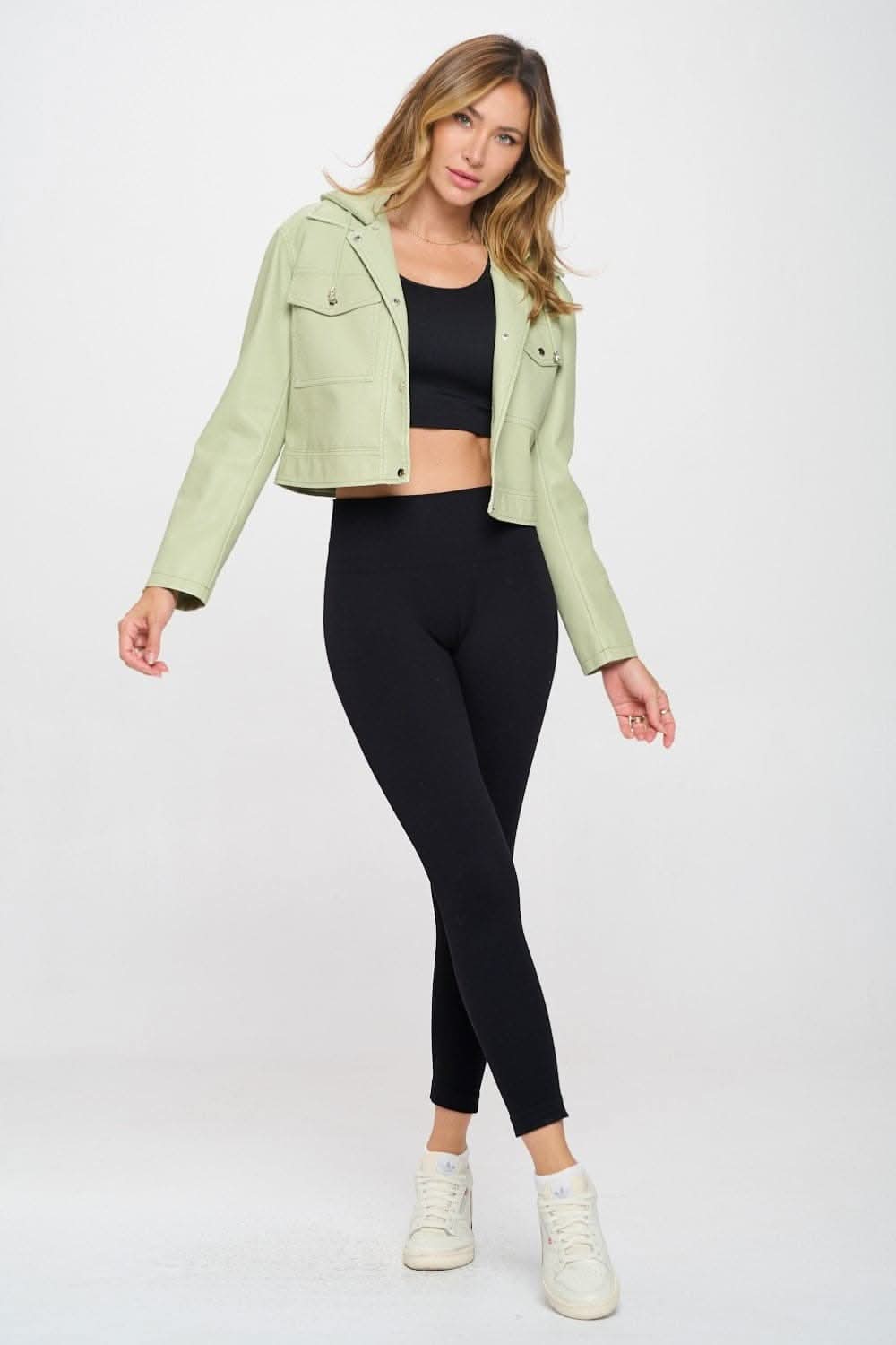 Chic cropped vegan leather jacket