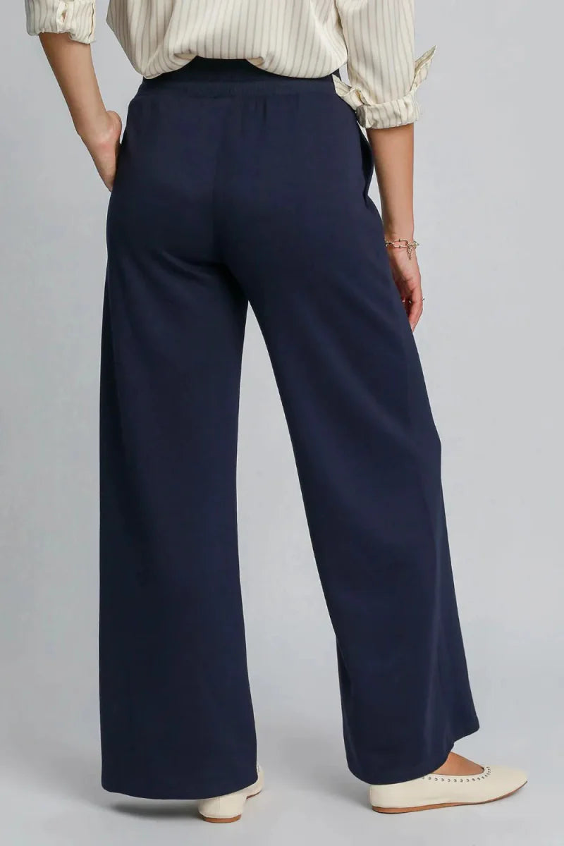 Umgee Drawstring Wide Leg Pants with Pockets for Women