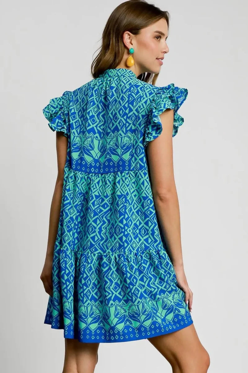 Umgee Full Size Mixed Print Mini Dress Plus Size for Women