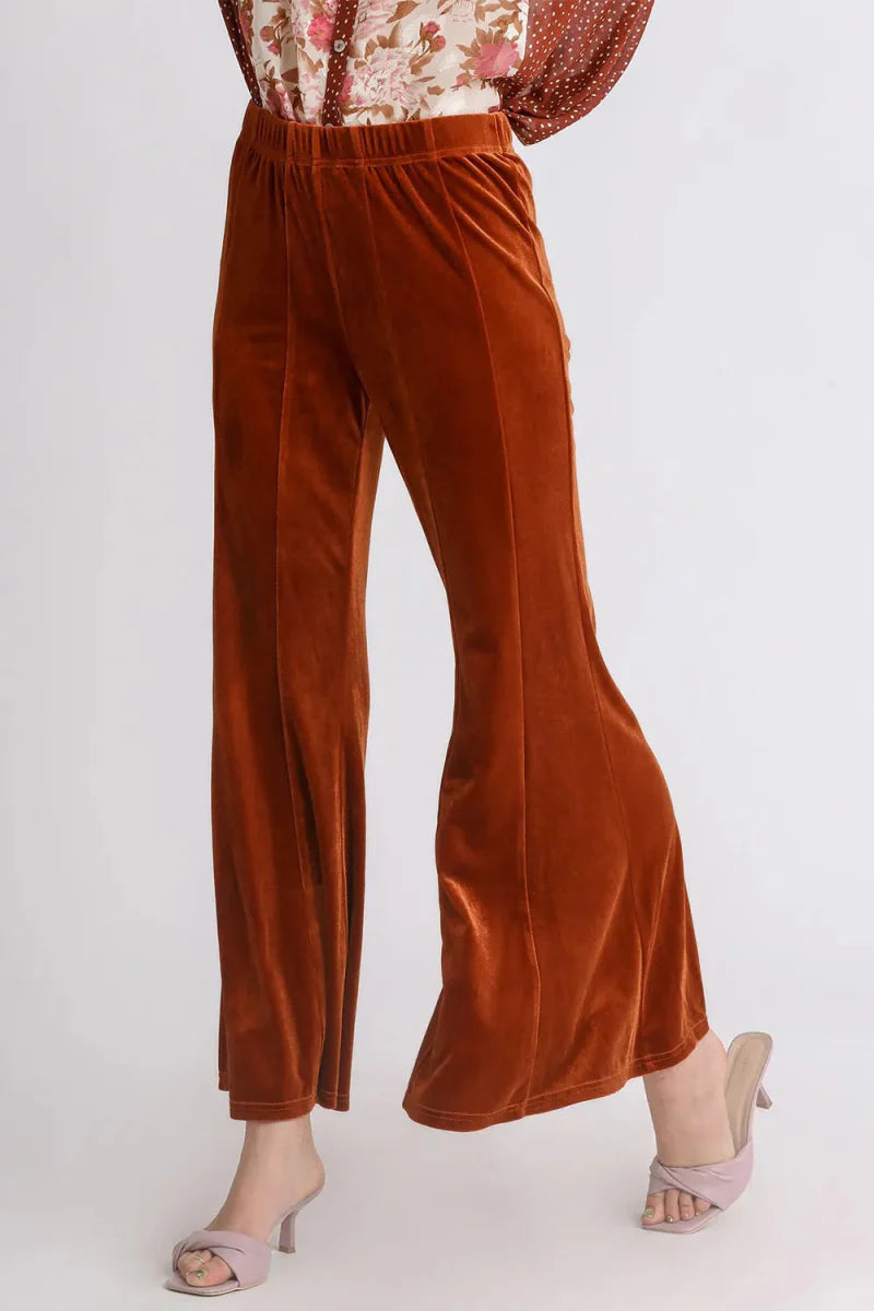 Umgee High Rise Elastic Waist Flare Pants for Women