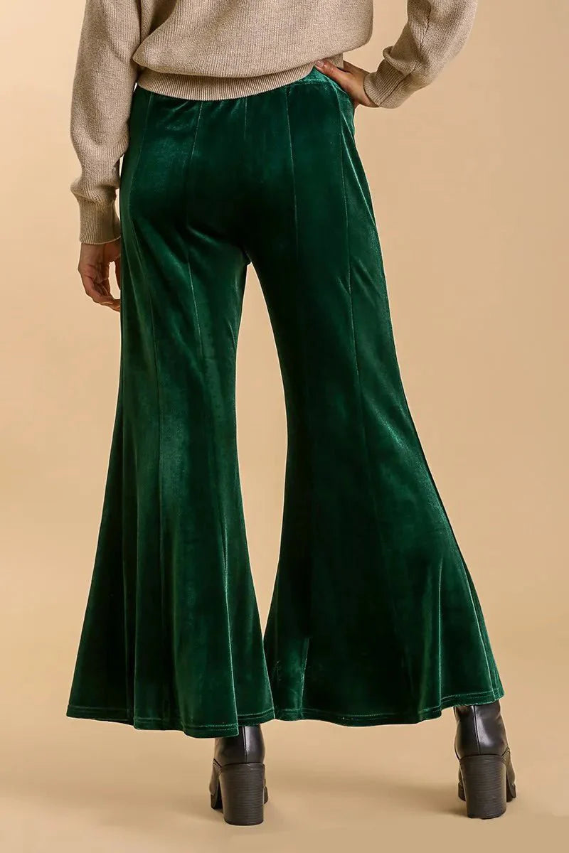 Umgee High Rise Elastic Waist Flare Pants for Women