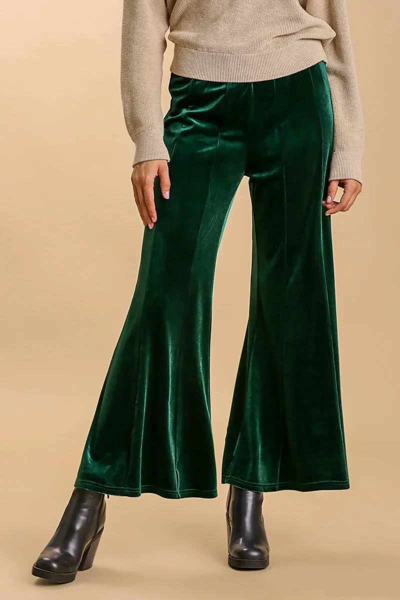 Umgee High Rise Elastic Waist Flare Pants for Women