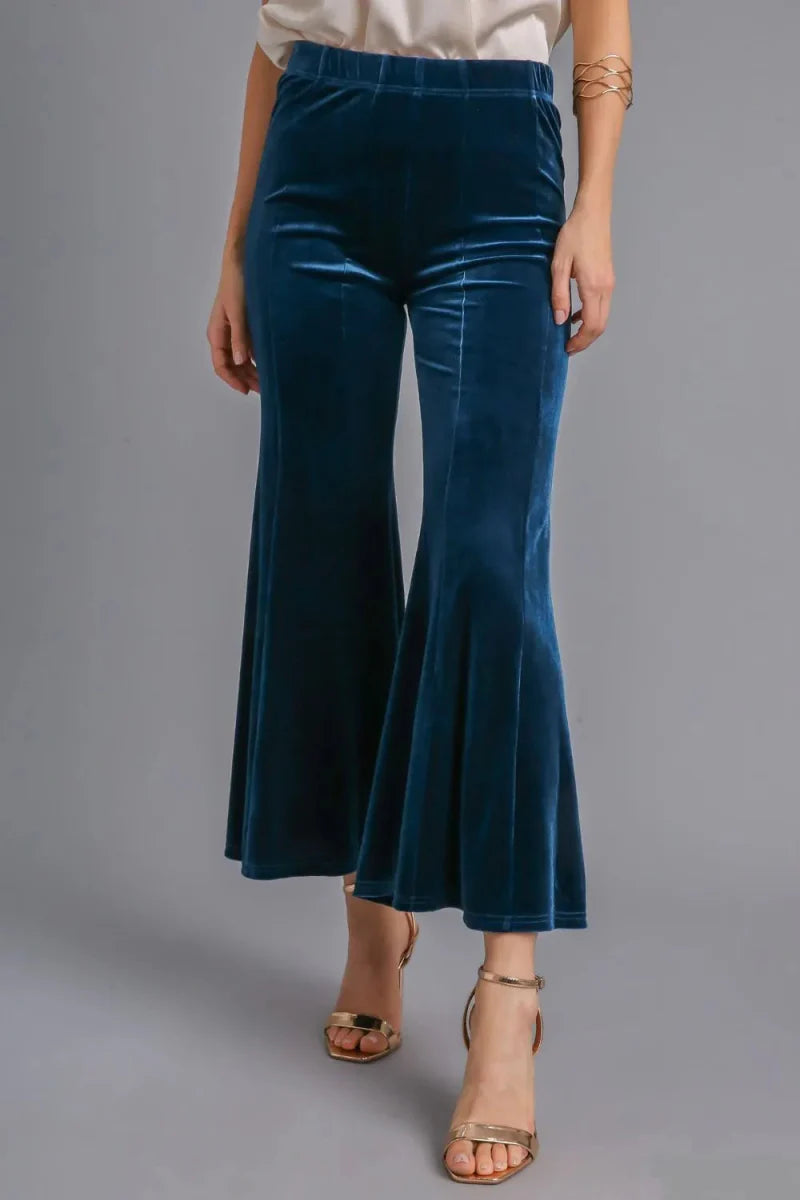 Umgee High Rise Elastic Waist Flare Pants for Women