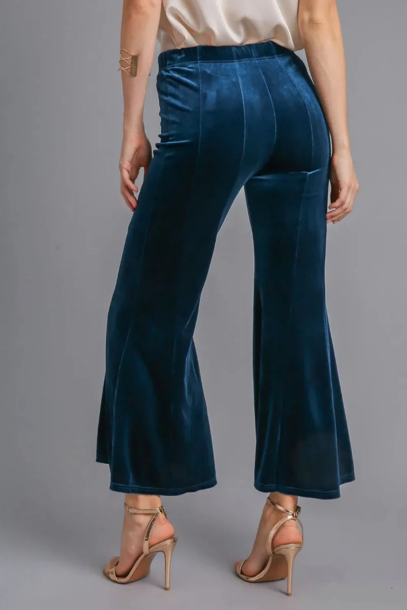 Umgee High Rise Elastic Waist Flare Pants for Women