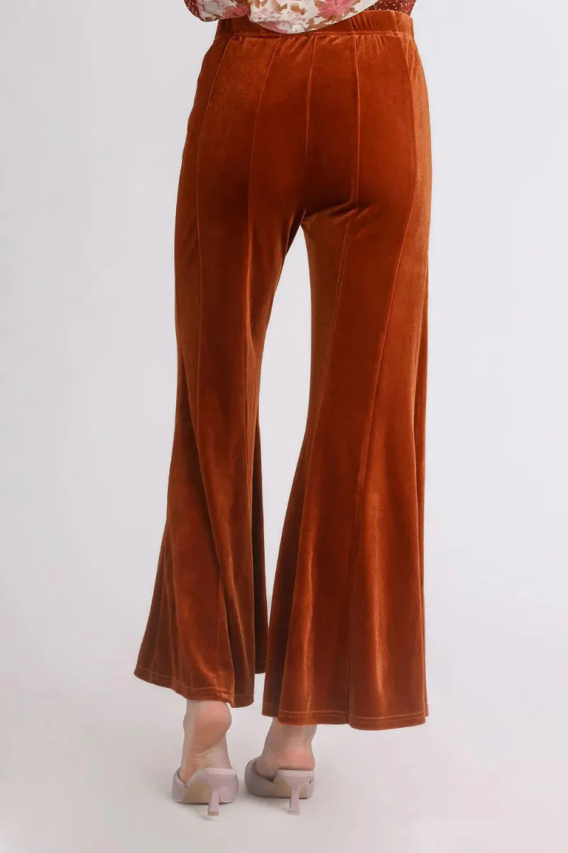 Umgee High Rise Elastic Waist Flare Pants for Women