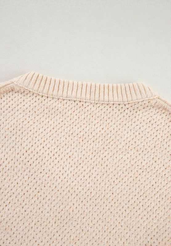 V-Neck Dropped Shoulder Long Sleeve Sweater